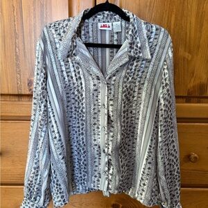 Vintage Alia Women's Gray Button Down Blouse